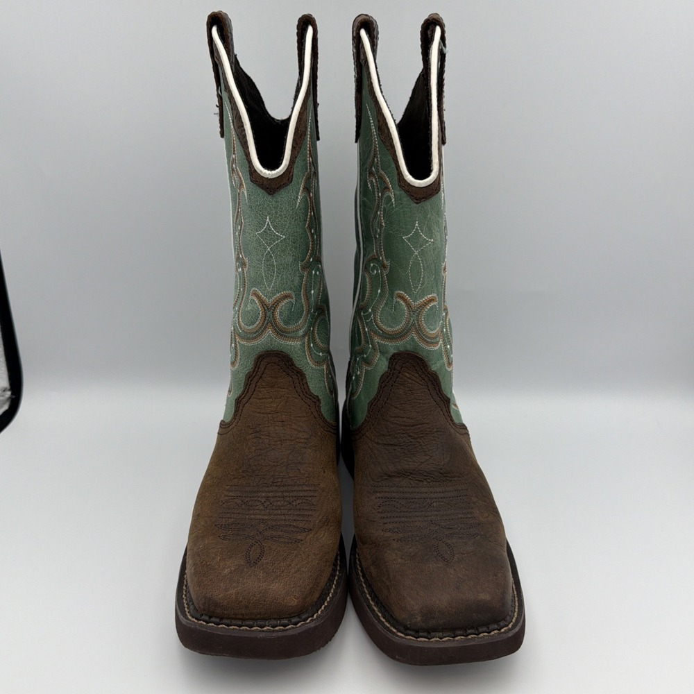 Justin Boots Women 7.5 B Gypsy Green Leather Square Toe Country Equestrian L2904 - Picture 2 of 11